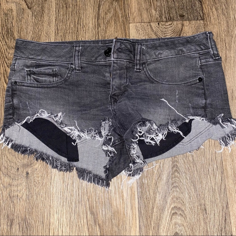 Express Black Distressed Low Rise Shorts
